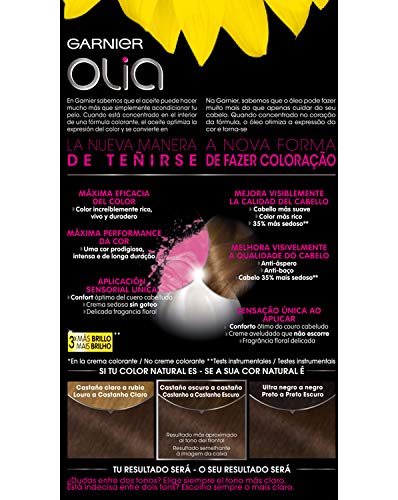 Garnier Olia - Coloración Permanente sin Amoniaco, con Aceites Florales de Origen Natural - Tono 5.0 Castaño Claro