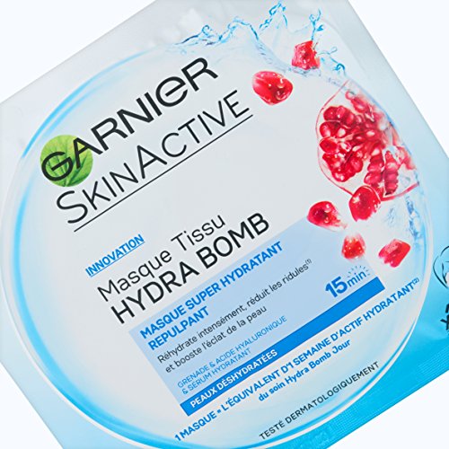 Garnier SkinActive Hydra Bomb - máscaras faciales (Unisex, Piel mixta, Piel seca, Piel normal, Piel grasosa, Piel sensible, Wet skin, Hydrating, Hidratante, Revitalizador)