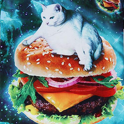 Goodstoworld Divertido Galaxy Hamburguesa Gato Camiseta Impresa Camisas de Verano Funky Cuello Redondo Camiseta tee Tops para Mujer para Hombre XL