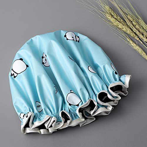 Gorros de Ducha Reutilizables, Tompig 2 Piezas Gorros de Ducha Impermeables de Mujeres Gorro de Baño Elástico con Doble Capa