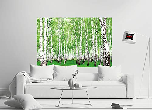 GREAT ART Set de 2 Posters XXL – Prado y Bosque de Verano - Bosque de abedules y Margaritas Naturaleza Paisaje Flores Primavera Flor decoración Foto (140 x 100 cm)