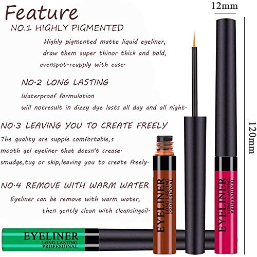 Greyghost Liquid Eyeliner Juego de delineador de ojos con purpurina de 12 colores,lápiz delineador de ojos impermeable,brillante,de larga duración,delineador de ojos mate