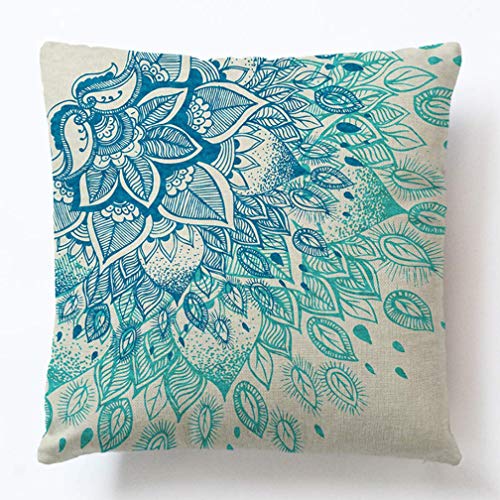 Gspirit 4 Pack Bohemia Mandala Algodón Lino Throw Pillow Case Funda de Almohada para Cojín 45x45 cm