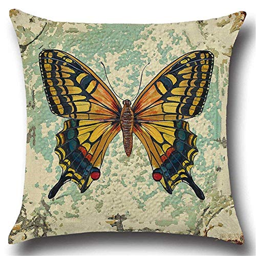 Gspirit 4 Pack clásico Mariposa Algodón Lino Throw Pillow Case Funda de Almohada para Cojín 45x45 cm