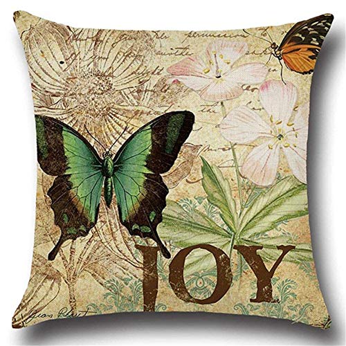 Gspirit 4 Pack clásico Mariposa Algodón Lino Throw Pillow Case Funda de Almohada para Cojín 45x45 cm