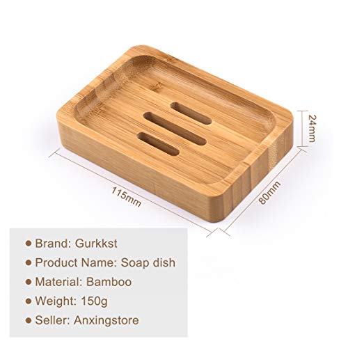 Gurkkst 2 Paquetes Jabonera Jabonera de Madera Natural bambú Bandeja de jabón para Ducha de baño Fregadero para jabón, esponjas y más