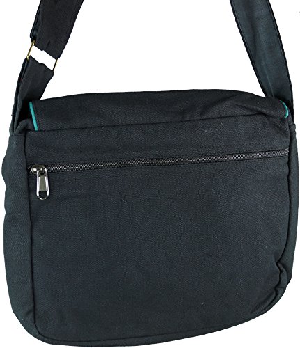 Guru-Shop Bolso de Hombro, Bolso Hippie, Goa, Bolso de Hombro, Bolso - Negro / Azul, Unisex - Adultos, Algodón, Tamaño:One Size, 22x28x6 cm, Bolsas de Hombro