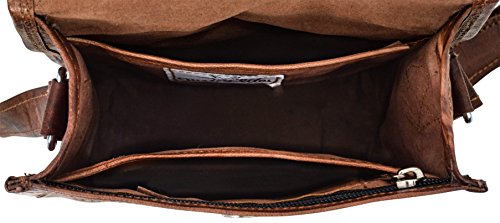 Gusti Cuero nature Garan Bolso Bandolera Auténtico Tablet 7,9" Universidad Trabajo Tiempo Libre Vintage Retro Mujer Piel de Cabra Marrón K66b