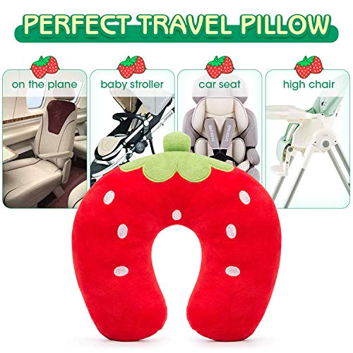 H HOMEWINS Almohada de Viaje para Niños Kids Soporte para el Cuello Cojín Almohada Cervical Ultra Suave Animales Dolor de Cuello Sueño para Asiento de Carro Avión