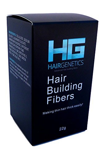 Hair Genetics® Fibras Capilares de Queratina para Cabello - Fórmula Avanzada Cero Picores de Calidad Profesional y Aspecto Natural para Hombres y Mujeres Dispensador 22 g (Negro)