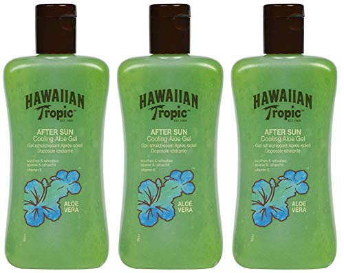 Hawaiian Tropic After Sun Gel Cooling Aloe - Gel After Sun de Aloe Vera para Piel Irritada por el Sol, Loción Refrescante Hipoalergénica y Dermatológicamente Probada, Pack 3 Unidades x 200 ml