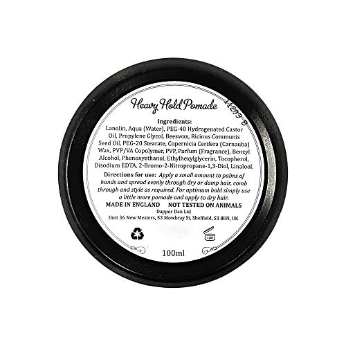 Heavy Hold Pomade By Dapper Dan Mens Hair Styling Product. A Strong Hold, High Shine, Water-Based Pomade Hair Product For Men. A Styling Mens Hair Product Developed By Professionals.