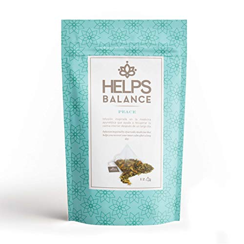 HELPS INFUSIONES - Infusión Relajante Ayurvédica Con Espino Blanco, Hipérico, Manzanilla, Azahar Y Pasiflora. Té Relax. Helps Peace. Bolsa De 12 Pirámides.