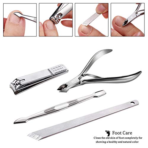 HenLooo Manicure Pedicure Set Nail Clippers Tool 14pcs Profesional de Acero Inoxidable portátil de Viaje Kit de Aseo Cuidado de uñas Tijeras de uñas Kit Hombres Mujeres