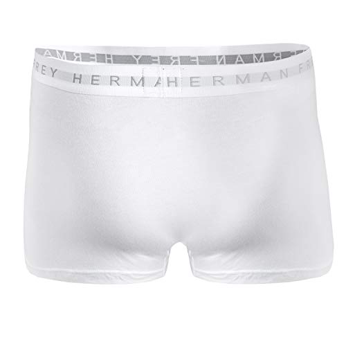 HERMAN FREY Calzoncillos de diseño para Hombre Pack, Feel Frey, Boxer de algodón elásticos, Paquete de 3, Blanco, M