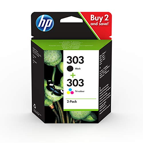 HP 303 3YM92AE, Pack de 2, Cartuchos de Tinta Originales Negro y Tricolor, compatible con impresoras de inyección de tinta HP Tango y Tango X; Envy 6220,6230,7130,7830