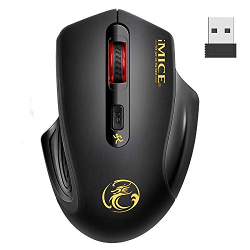 iAmotus Ratón Inalámbrico, 2.4GHz Wireless Ratón Silencioso Optico 3DPI de Ajustable con Nano USB Receptor de Mouse Ergonómico para Escritorio/Windows/Linux/Vista/PC/Mac