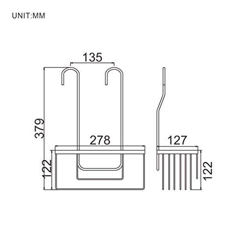 Ibergrif M34028 Estantería Ducha sin Taladros, Colgante de Inoxidable, Cesta Jabon Grifo, Plata