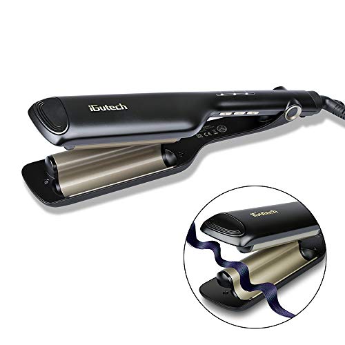 iGutech Pinzas Rizadoras,Rizador de pelo,Plancha de pelo para ondas de Cerámica,Temperatura Ajustable