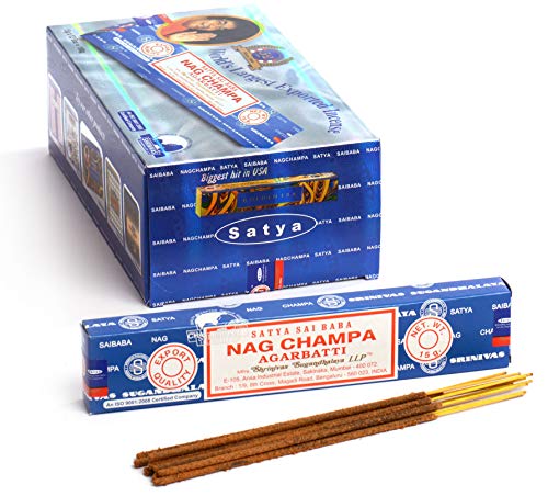 Incienso Nag Champa, 15 g, Satya, Lote de 12 recipientes