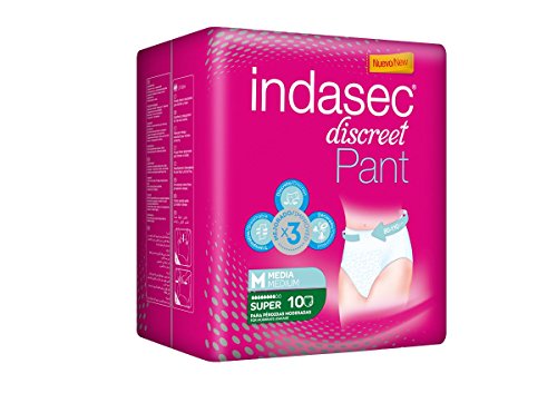 Indasec Pant Super Absorbente Talla Mediana, Blanco - 10 Unidades