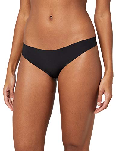 Iris & Lilly Calzoncillo Tanga de Microfibra Mujer, Pack de 5, Negro (Black), S, Label: S