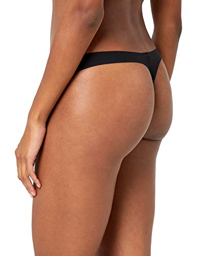 Iris & Lilly Calzoncillo Tanga de Microfibra Mujer, Pack de 5, Negro (Black), S, Label: S