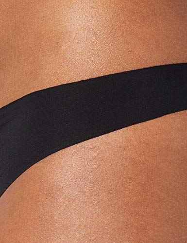 Iris & Lilly Calzoncillo Tanga de Microfibra Mujer, Pack de 5, Negro (Black), S, Label: S