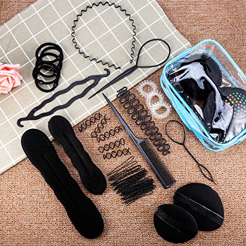 ivencase 28pcs Accesorios de Peinado, Herramientas Accesorios Hacedor Braid Cabello Trenzado Peinado Clip Herramientas para Diseño de Espuma para Niñas Mujeres con pelo DIY