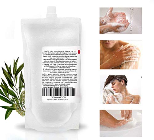 Jabón Ultra Hidratante Terapéutico con Aceite de Árbol de Té Purificante Anti hongos Anti Acné 1000 ml - Gel de Baño- Gel de Ducha