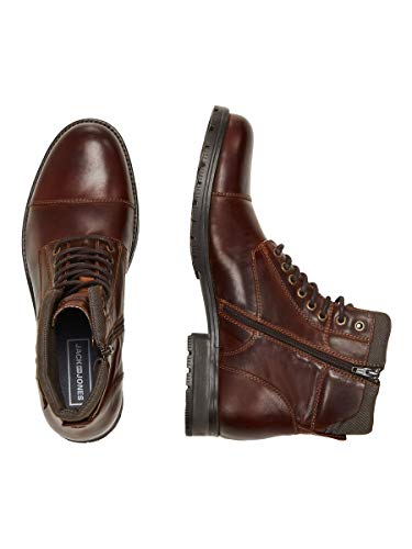 JACK & JONES JFWALBANY Leather STS, Biker Boots para Hombre, Marrón(Brown Stone Brown Stone), 40 EU