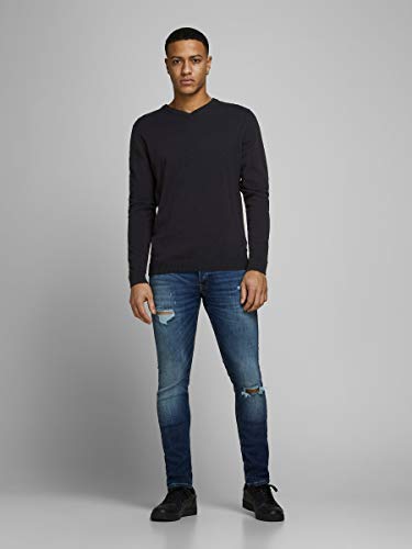 Jack & Jones Jjebasic Knit V-Neck Noos suéter, Negro (Black Black), X-Large para Hombre