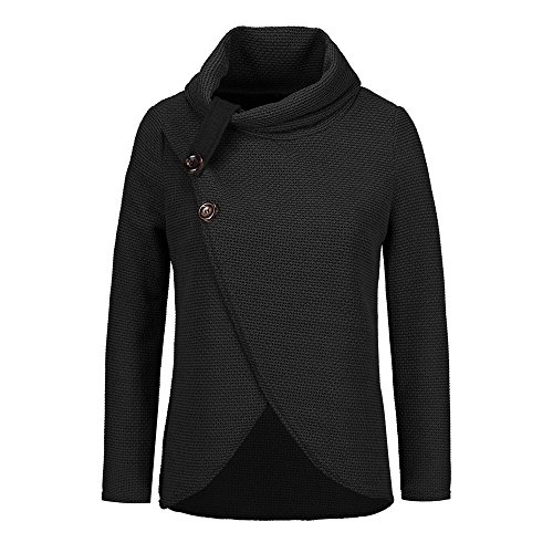 Jerseys De Punto para Mujer Cuello de Tortuga Manga Larga Suelto Prendas de Punto Suéter Irregular Jerséis Collar de la Pila Tops Cálido Otoño Invierno riou