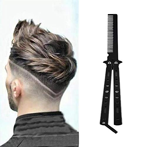 JHOOOD Peine De Peinado De Hombres Plegable Metal Peine Mariposa Peine Plegable Cabello Metal Peine Muelle Peine Mariposa Acero Inoxidable Diseño Bilateral para Accesorios Peinado El Cabello 2 Piezas