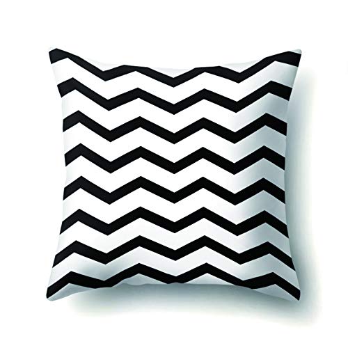 JOTOM Moderno Simple Geométrico Súper Suave Funda de Almohada para Sofá Cama Sofá Funda de cojín Fundas de Colchón Casa Decorativa 45X45 cm, Juego de 6 (Patrón Blanco y Negro)