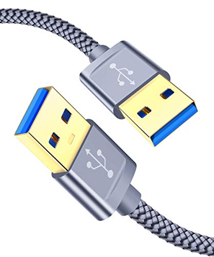 JSAUX Cable USB 3.0 [1M + 2M, 2PC] Cable Tipo A Macho a Macho, Cable de transmisión de Datos de Alta Velocidad para computadoras, cámaras, Altavoces Bluetooth para automóviles, monitores