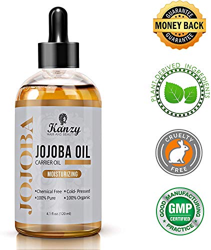 Kanzy Aceite de Jojoba Bio 100% Puro 120ml Orgánico Prensado en Frio Vegano Natural Hidratante para Cabello, Cara, Cuticulas, Cuerpo y Uñas Jojoba Oil Sin Hexano