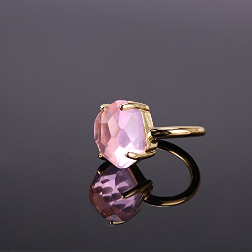 KELITCH Mujeres 18k Chapado en Oro Rosa Rosado Cristal Piedra Preciosa Anillo - Tama?o (USA) 9 / (ES) 19, 20