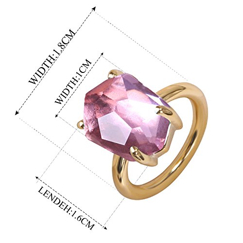 KELITCH Mujeres 18k Chapado en Oro Rosa Rosado Cristal Piedra Preciosa Anillo - Tama?o (USA) 9 / (ES) 19, 20