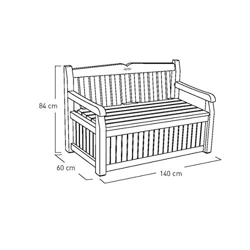 Keter Eden Garden Bench - Banco Arcón Exterior, Capacidad 265 L, Color Marrón y Beige