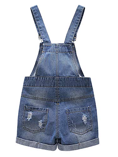 Kidscool Baby & Toddler Niñas/Niños Grandes Baberos Rasgados Agujero Verano Jeans Shortalls - Azul - 4-5 años