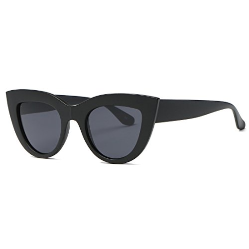 kimorn Gafas De Sol Para Mujer Bisagras De Metal Ojos De Gato Marco De Plástico K0568 (Mate&Negro)