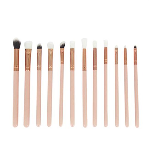 kit de Brochas Sannysis set de Brochas Mini pinceles de cejas 12PCS (Oro)