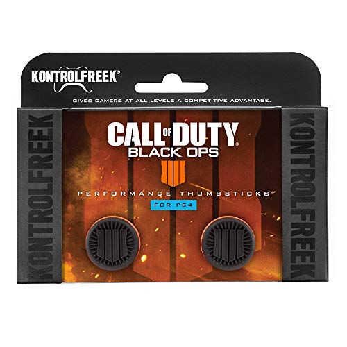 KontrolFreek Call of Duty: Black Ops 4 para mando de PlayStation 4 (PS4) | Performance Thumbsticks | 2 Gran Altura | Negro/Naranja