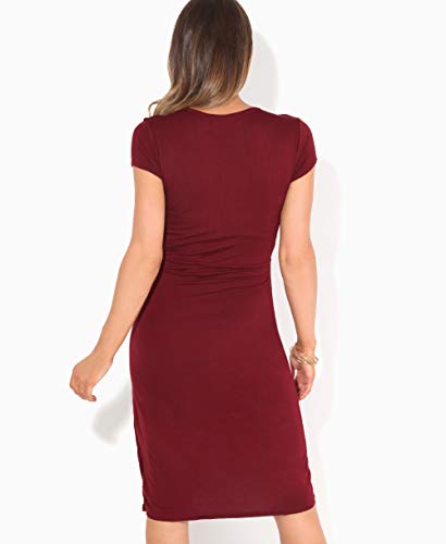 KRISP Vestido Moda Mujer Fruncido, Granate (6678), 38, 6678-WIN-10