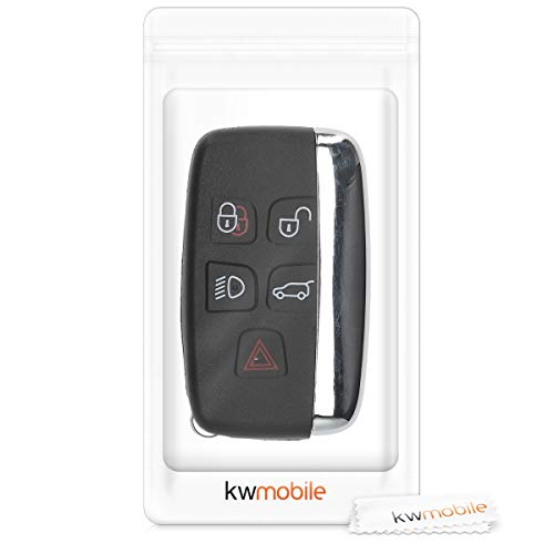 kwmobile Funda Llave Coche Compatible con Land Rover Jaguar Llave de Coche con Control Remoto de 5 Botones - Repuesto plástico Duro para Mando de Auto - Negro