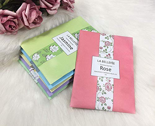 LA BELLEFÉE Bolsitas Perfumadas Sobres Aromaticas Bolsas para Cajones Armarios de la Habitación Baños Automóviles Regalos 30 g (Paquete de 6)