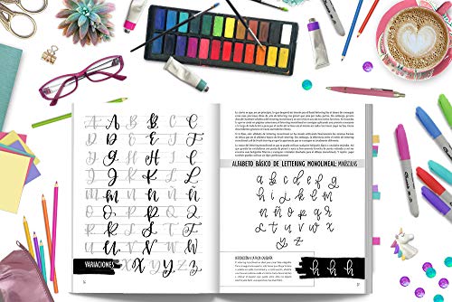 La guía definitiva de caligrafía moderna y lettering a mano para principiantes: Aprende a dibujar letras: un cuaderno de actividades que incluye consejos, técnicas, páginas para practicar y proyectos