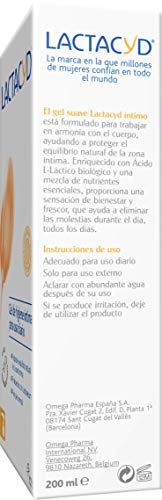 Lactacyd Íntimo, Gel de Higiene Íntima Diario, PH Equilibrado, sin Jabón, Baño y Ducha - 200 ml