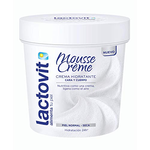 Lactovit - Mousse Crème Hidratante Lactourea para Cuerpo y Cara de 24H Duración, para Pieles Secas y Muy Secas - 250 ml